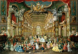 Ballo in maschera nel Hoftheater, Bonn, 1754 da Jakob Rousseau