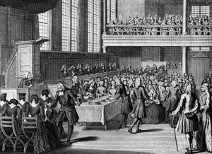 Cena degli anabattisti, incisione di Jacobus van der Schley da Cerimonie e costumi religiosi di tutti i popoli del mondo da Jakob van der Schley