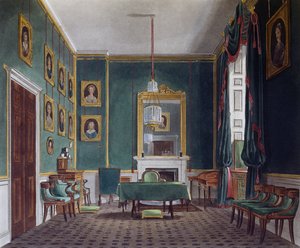 Sala verde, incisione di Daniel Havell su disegno di James Stephanoff, da The History of the Royal Residences