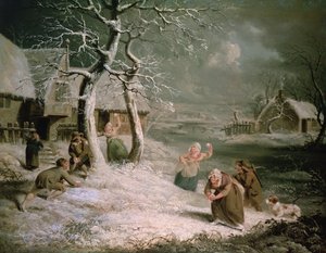 Contadini che giocano a palle di neve, c.1790 da James (attr. to) Ward