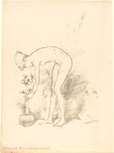 Un modello nudo che sistema fiori, c. 1892