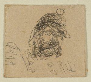 Uomo Barbuto con Cappello da Soldato da Schizzi sulla Piastra del Coast Survey, 1854-55 da James Abbott McNeill Whistler