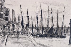 Barche accanto a Billingsgate, Londra, 1859 da James Abbott McNeill Whistler