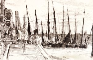 Barche accanto a Billingsgate, Londra, 1859 da James Abbott McNeill Whistler