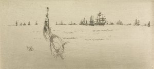 Abbassare la Bandiera, da una serie di dodici incisioni intitolate La Rivista Navale da James Abbott McNeill Whistler
