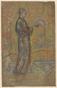 Donna giapponese che dipinge un ventaglio, c. 1872 da James Abbott McNeill Whistler