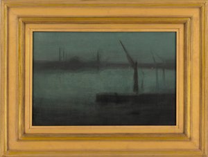 Notturno: Blu e argento--Battersea Reach, 1870-1875 da James Abbott McNeill Whistler