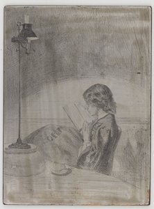 Lettura alla luce della lampada da James Abbott McNeill Whistler