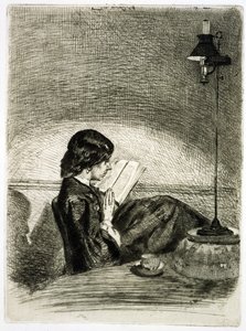 Lettura alla luce della lampada da James Abbott McNeill Whistler