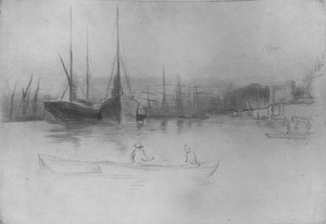 Battelli a vapore vicino alla Torre, 1875, 1904 da James Abbott McNeill Whistler
