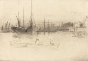 Battelli a vapore vicino alla Torre, 1875 da James Abbott McNeill Whistler