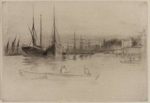 Battelli a vapore presso la Torre, 1875 da James Abbott McNeill Whistler
