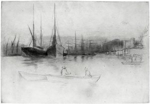 Battelli a vapore al largo della Torre, 1875, 1904 da James Abbott McNeill Whistler