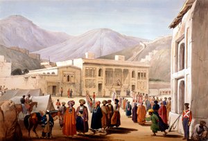 Shah Shoja, burattino dei britannici, tiene un durbar a Kabul, Prima Guerra Anglo-Afghana