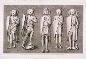 Cinque effigi di cavalieri dalla Temple Church, Londra, 1786