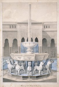 Fontana nel Cortile dei Leoni, Alhambra, da The Arabian Antiquities of Spain da James Cavanagh Murphy