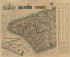 La città di New York: Mappa e piano esplicativo di Longworth