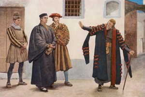 Il Mercante di Venezia di Shakespeare: Shylock, Antonio, Salarino e Carceriere da James Dromgole Linton