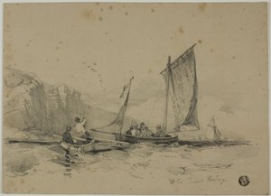Barche da pesca vicino alle scogliere da James Duffield Harding