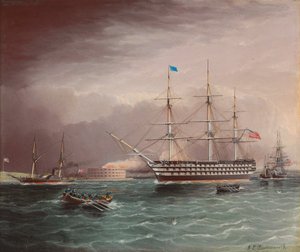 La U.S.S. Pennsylvania trainata all