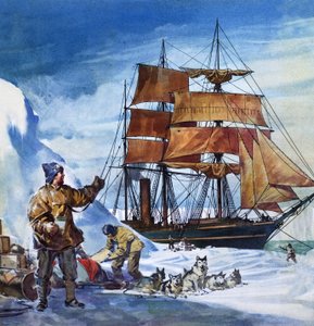La Terra Nova in Antartide (gouache su carta) da James Edwin McConnell