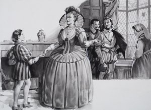 Il giovane Francis Bacon e la regina Elisabetta I (gouache su carta) da James Edwin McConnell