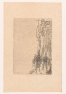 Figure che camminano verso un cancello con carne e pesce da James Ensor