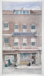 Vista della taverna del Duca di Cambridge, Shoe Lane, Città di Londra, c. 1840 da James Findlay