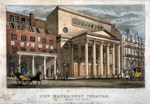 Veduta del Teatro Haymarket, Westminster, Londra, 1821 da James Findlay