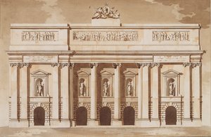 Elevazione per la facciata ovest del Parlamento, Dublino, c.1787 da James Gandon