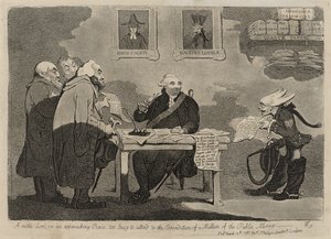 Un nobile signore su una pace imminente troppo occupato per occuparsi della spesa di un milione di denaro pubblico [verso] da James Gillray