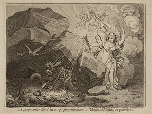 Uno sguardo nella caverna del giacobinismo, o Magna est Veritas et praevalebit, 1798 (incisione su carta) da James Gillray