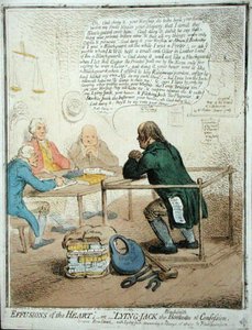 Effusioni del cuore, o Jack il fabbro bugiardo in confessione, pubblicato da Hannah Humphrey nel 1795 per la Società Filantropica da James Gillray
