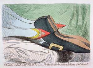 Contrasti alla moda, o la piccola scarpa della Duchessa che cede alla grandezza del piede del Duca, pubblicato da Hannah Humphrey nel 1792