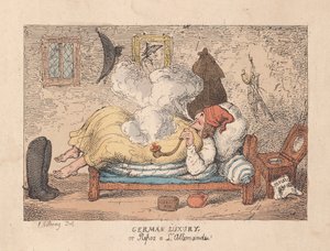 Lusso tedesco o riposo alla tedesca, pub. 1800 (incisione colorata a mano)
