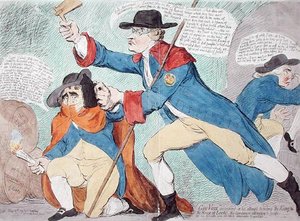 Guy Vaux scoperto nel tentativo di distruggere il Re e la Camera dei Lord da James Gillray