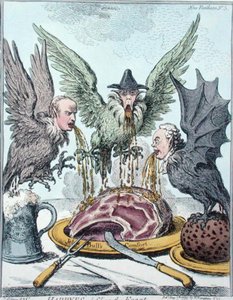 Arpie che distruggono il banchetto, pubblicato da Hannah Humphrey nel 1799 da James Gillray