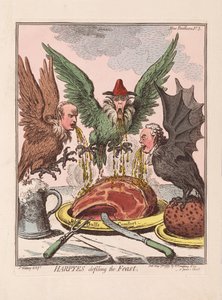 Arpie che contaminano il banchetto, pub. 1799 da James Gillray