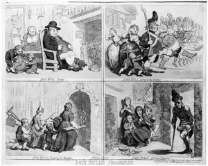 Il progresso di John Bull, pub. da Hannah Humphrey, 1793 da James Gillray