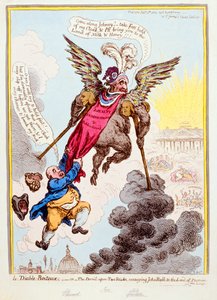 Le Diable-Boiteux, o Il diavolo su due bastoni che trasporta John Bull nella terra promessa, pubblicato da Hannah Humphrey nel 1806