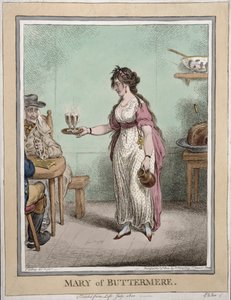 Maria di Buttermere, schizzata dal vivo nel luglio 1800, pubblicata da Hannah Humphrey nel 1802