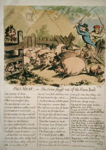 Carne di Maiale, o Il Maiale Frustato fuori dal Cortile da James Gillray