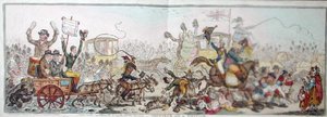 Verso le elezioni: una scena sulla strada per Brentford, pubblicato da Hannah Humphrey nel 1806 da James Gillray