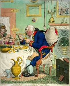 Temperanza che gode di un pasto frugale, pubblicato da Hannah Humphrey, 1792 da James Gillray