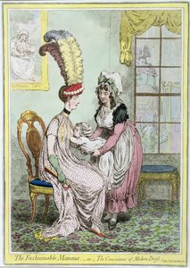La mamma alla moda, o La convenienza del vestito moderno, pubblicato nel 1796 (incisione colorata)
