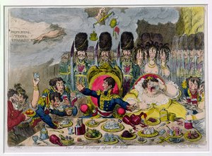 La scrittura sul muro, pubblicato da Hannah Humphrey nel 1803 da James Gillray