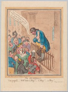 Le tribune. Vox Populi Ben avere una tazza! Una tazza! Una tazza!, pub. 1796 da James Gillray