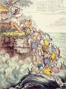I maiali posseduti, o la cucciolata a fondo largo che corre a capofitto nel mare della perdizione, 1807 da James Gillray