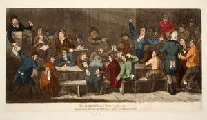 La Società di Dibattito di Robin Hood, pub S. Tipper, 1 gennaio 1809 (incisione colorata a mano) da James Gillray