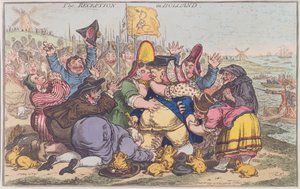 La ricezione in Olanda, pubblicata da Hannah Humphrey nel 1799 (incisione colorata a mano) da James Gillray